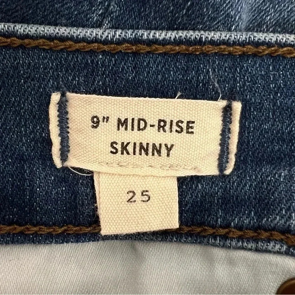 Madewell 9" Mid-Rise Skinny Jeans Blue Wash Denim Eco Edition Distressed Size 25 - Picture 6 of 8